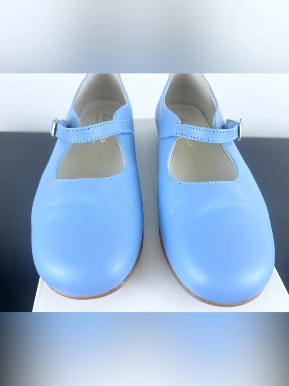 La Coqueta Kids Girls Leather Mary Jane Shoes, Dusty Blue, 35 EU